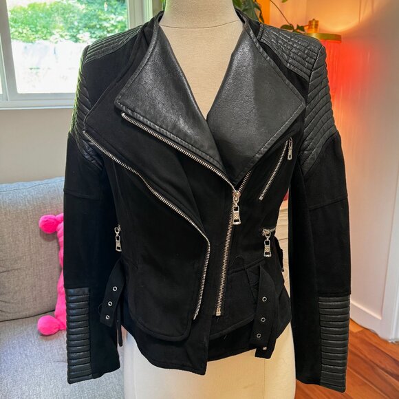 Ivory & Chain Bessie vegan suede cropped moto biker jacket (size S US, 8 AUS) - Picture 6 of 15